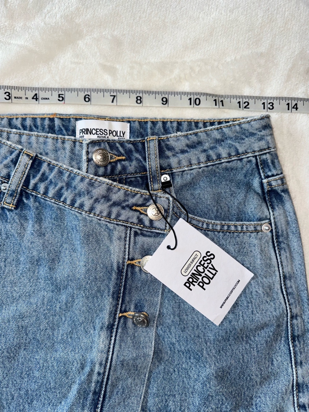 NWT Princess Polly Denis Mini Denim Skirt. Light Blue Size 0 - Picture 6 of 8